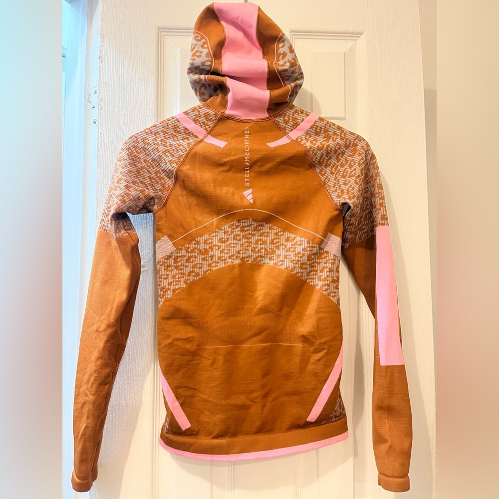 Stella McCartney Brown and Pink Rib Knit Ski Workout Hoodie - Picture 4 of 6